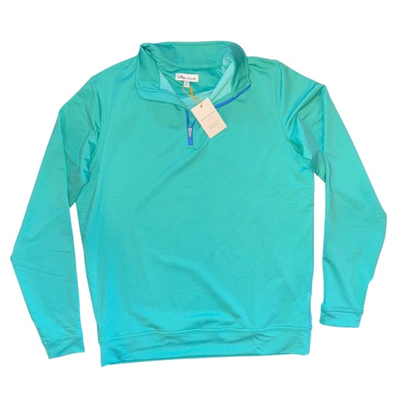 Peter Millar Crown Sport Perth Melange Performance Quarter-Zip in Lily Pad - Picture 7 of 8